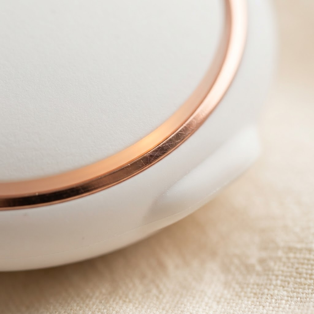 Détail du silicone blanc mat d'un masque LED